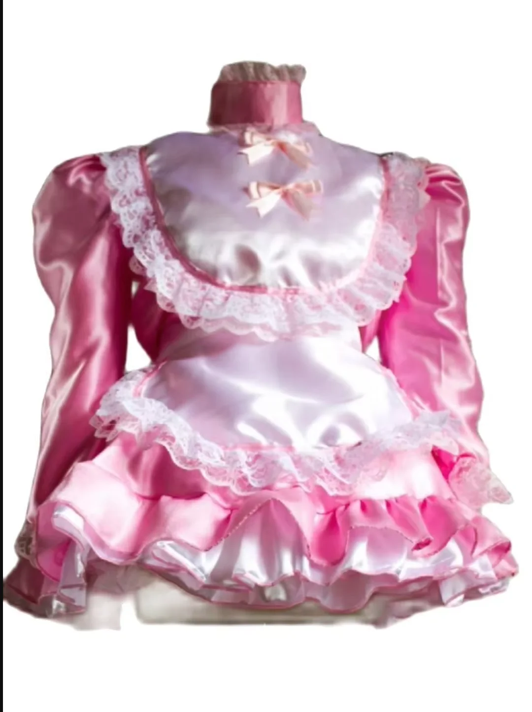 

Hot Selling Sexy Gothic Candy Cupcake Corseted Sissy Satin Dress with Petticoat Maid Custom
