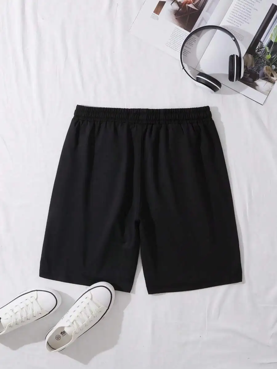 

Mens Black Cotton Drawstring Shorts Casual Summer Outfit