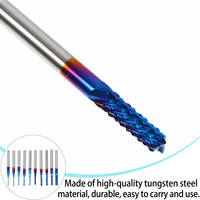 10Pcs 0.8-3Mm Nano Blue Coated Cnc End Mill Bits High Hardness Tungsten Steel Engraving Cutter Set for Routing Grooving Milling