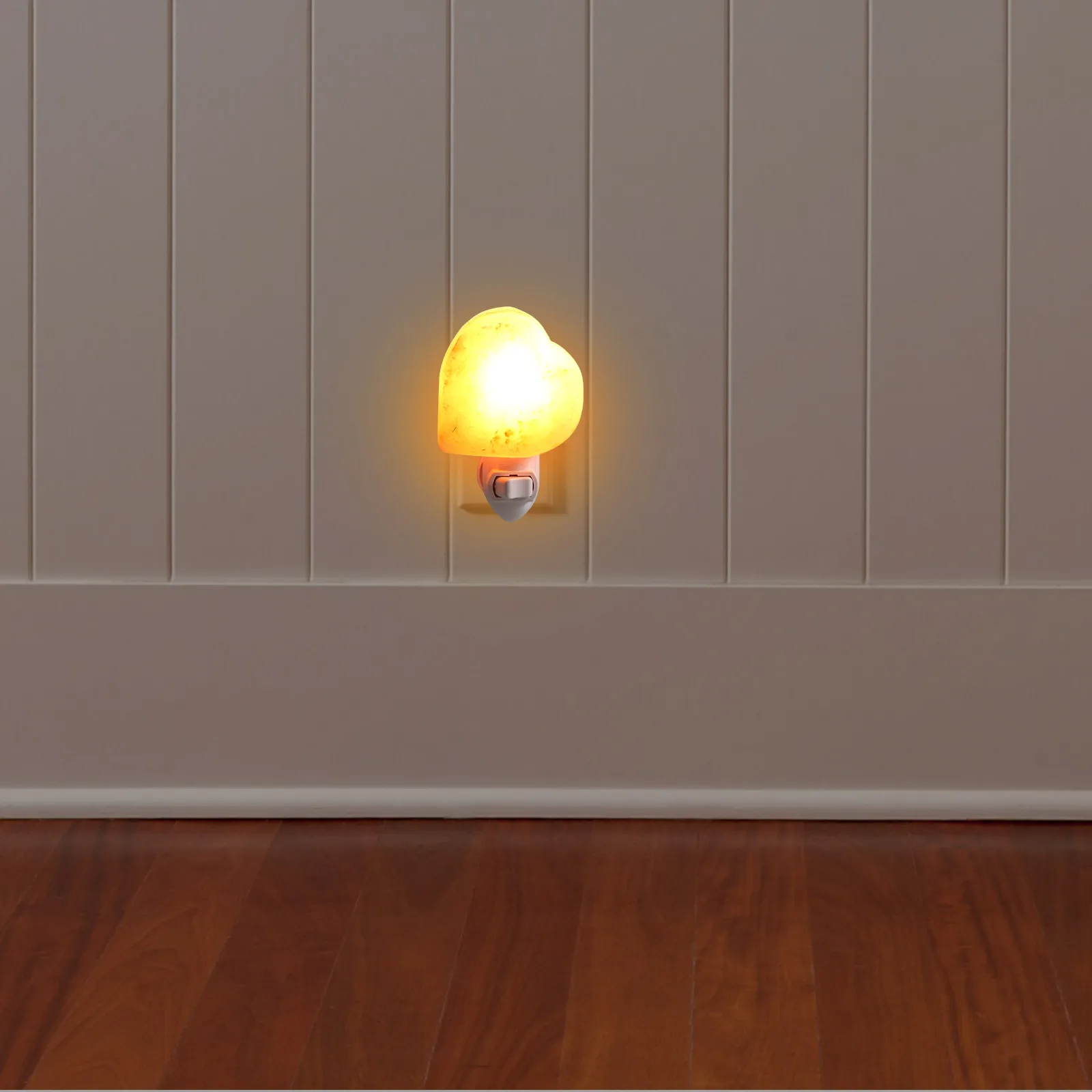 

1set Crystal Night Light LED Desktop Bedside Decorative Heart-shaped Yellow Small Night Lamp for Bedroom Atmosphere