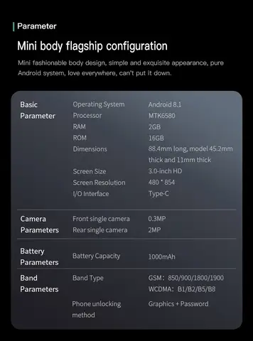 SOYES S23 Pro Mini Smartphone Android 8.1 Dubbelt SIM-kort 3.0'' HD WIFI Bluetooth 3G Liten Mobiltelefon 10 best sales från 23 - №7