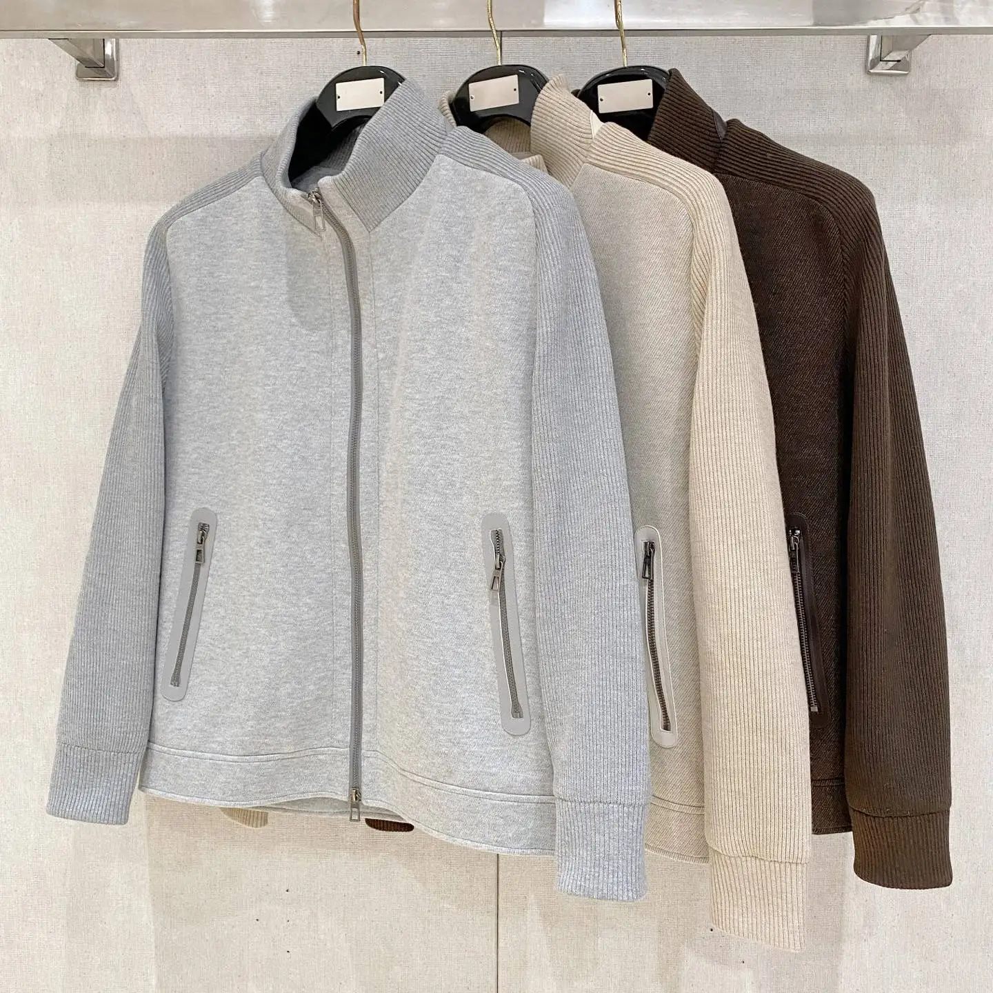 

Italian LP autumn/winter new fashionable warm casual knitted spliced stand-up collar down jacket