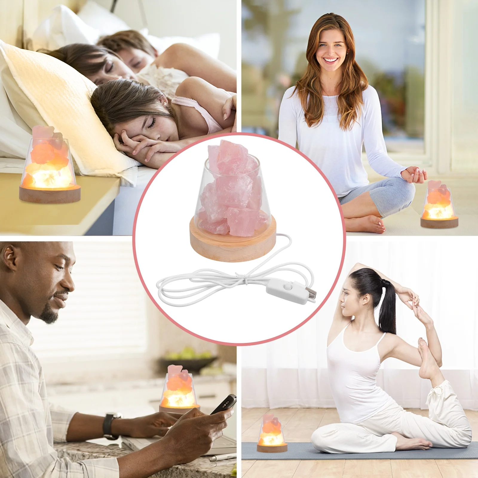 

Crystal Stone Aroma Lamp Night Light for Bedroom Bathroom Living Room Aromatherapy Burner Home Fragrance Diffuser Elegant