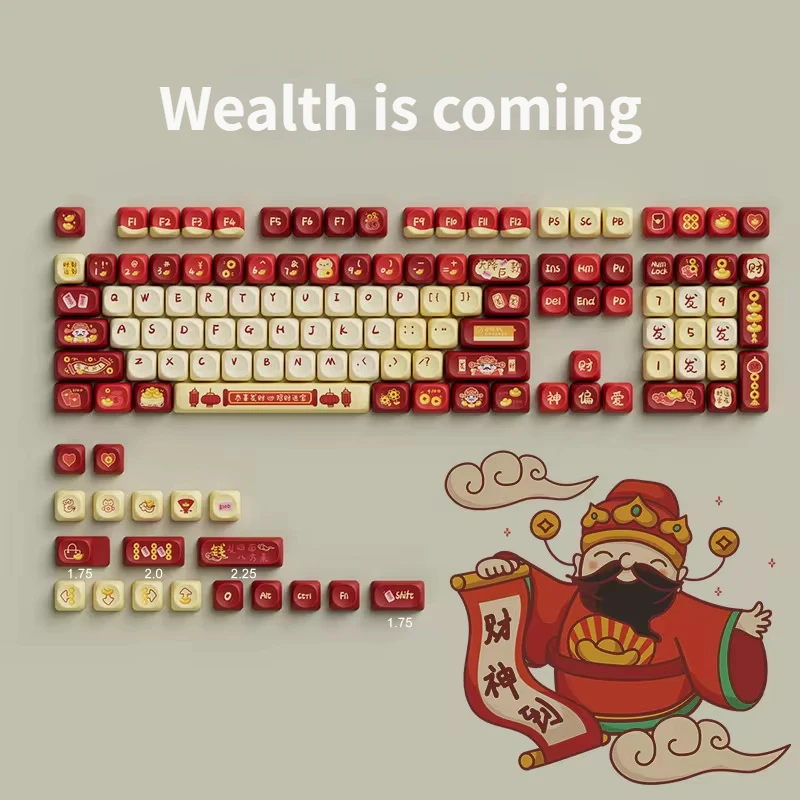 

Wealth Is Coming Keycaps OQO Profile PBT Dye-Sub Key Cap for Cherry MX Switch DIY Layout Mechanical Keyboard Cap