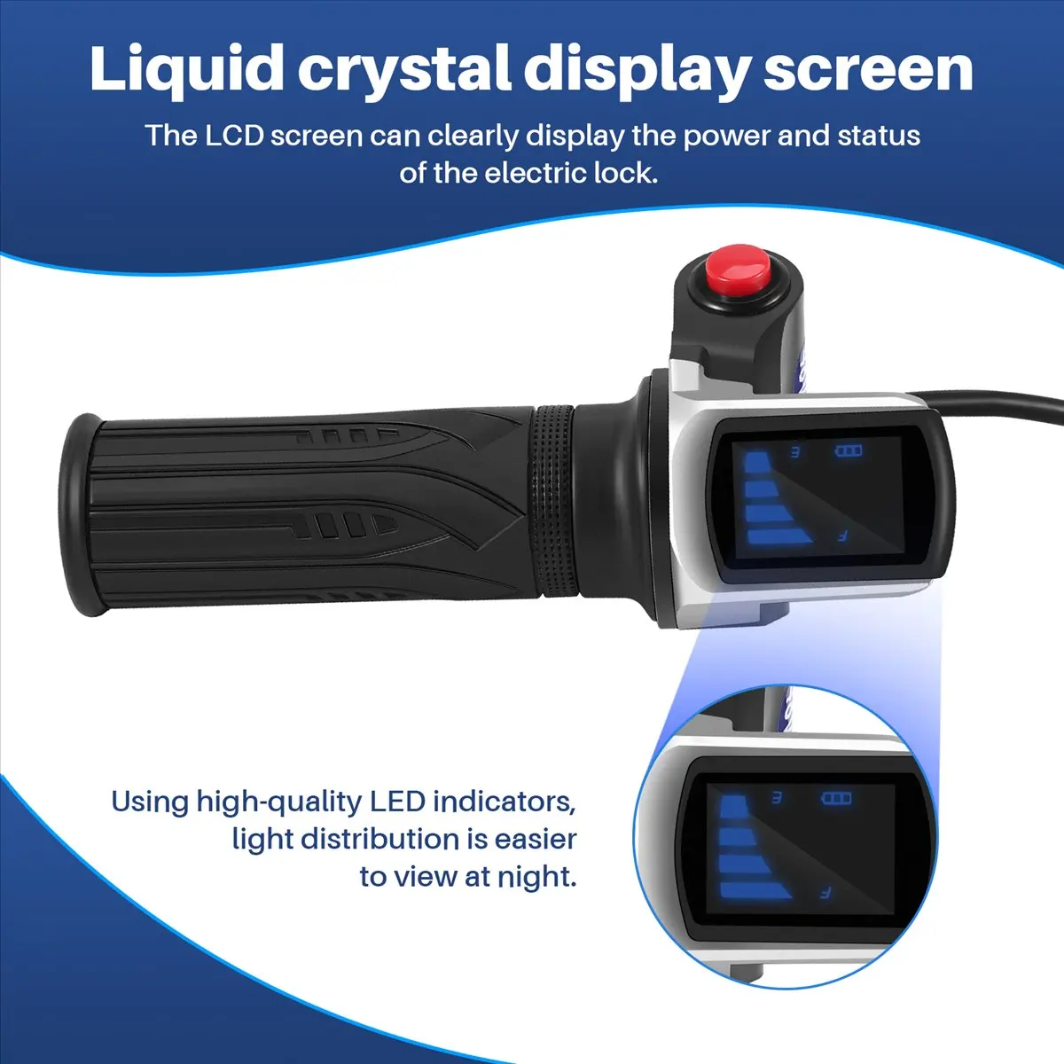 Sports 36V Electric Bicycle Scooter Speed Throttle Grip LCD Display with Switch EBike Twist Throttle Accelerator Handlebar Grip