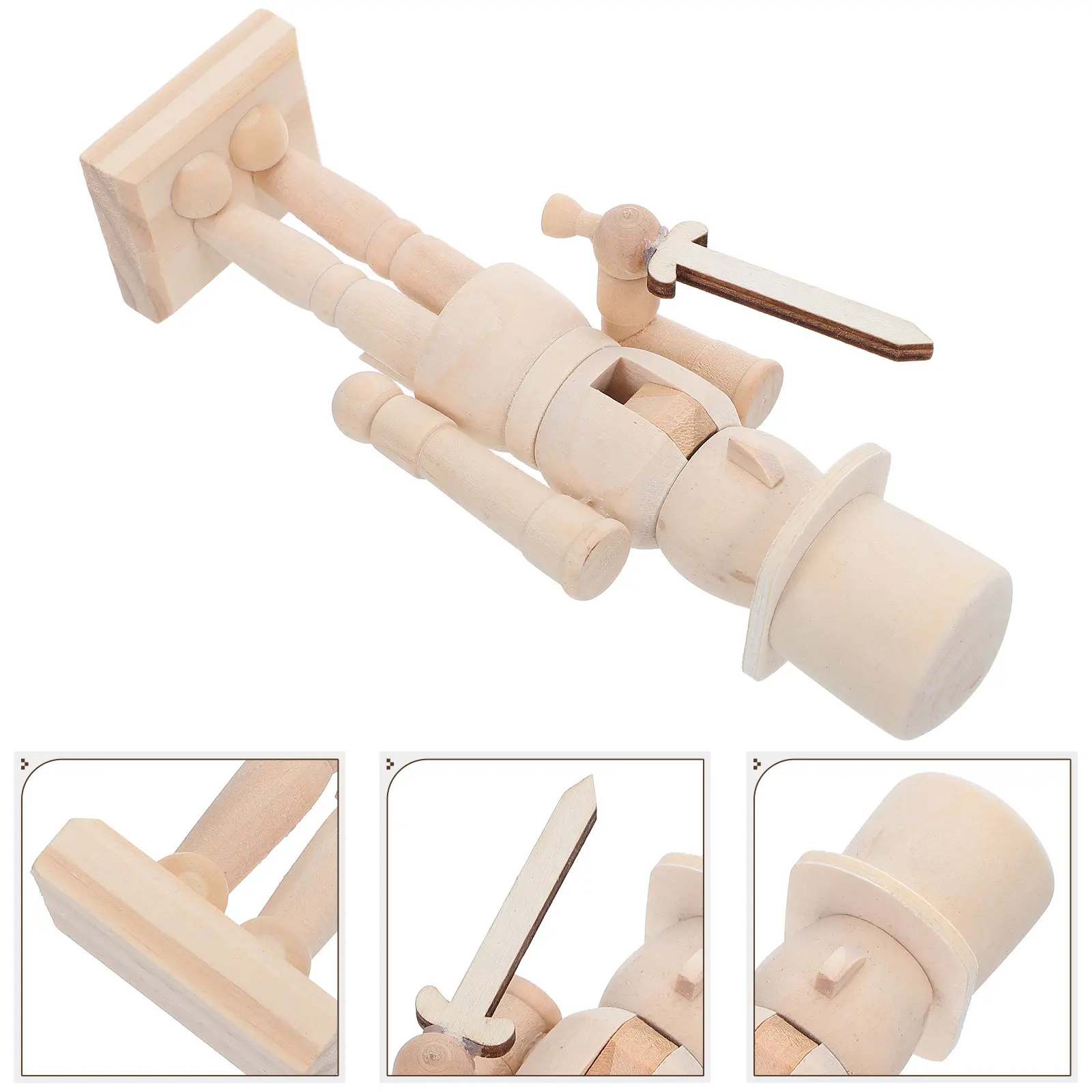 

Wooden Nutcracker Soldier DIY Adornment Blank Solid Wood Nutcracker Craft Painting Decoration for Holiday DIY Adornment