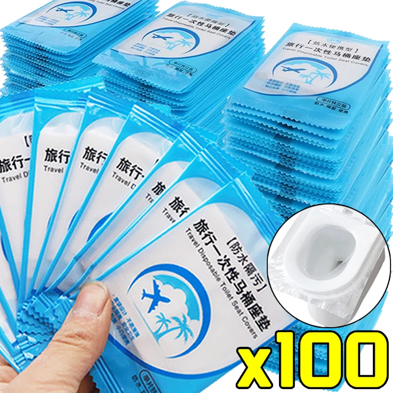 100/1Pcs Disposable Toilet Seat Cover Mat Portable Waterproof Safety Toilet Seat Pads for Travel Camping Bathroom Accessiories