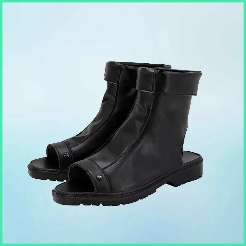 DY20JP Kostum Cosplay Anime Hatake Kakashi Sepatu Kulit Imitasi Buatan Tangan Hitam25