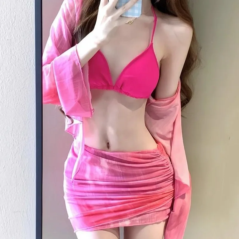 

Women's Four-Piece Bikini Set Conservative Luxury Swimwear for Beach & Hot Spring Vacation Swimsuits with Cover-Up Sexy Swimwear