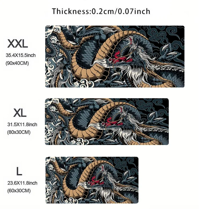 Japanese Art Dragon Mouse Pad Gamer XL Custom Home HD Mousepad XXL Keyboard Pad Office Non-Slip Computer 900x400 Big Mouse Mats