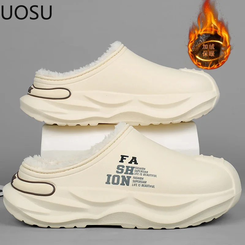 Eva Slipper Men Fashion Shoes Soft Comfortable Lightweight Trendy All-match Keep Warm UOSU Warm Plush Explosive Style Shoe New