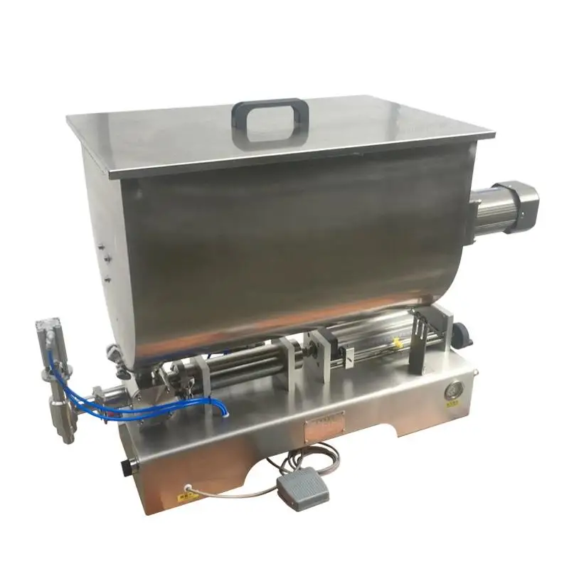 Pneumatic horizontal U-shaped mixing and filling machine for thick sauce filling machine