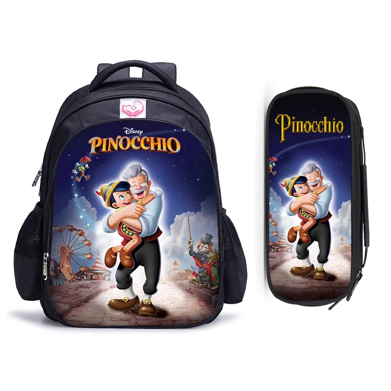 16 Inch Cartoon Disney Pinocchio Children School Bags Orthopedic Backpack Kids School Boys Girls Mochila Infantil Cartoon Bags