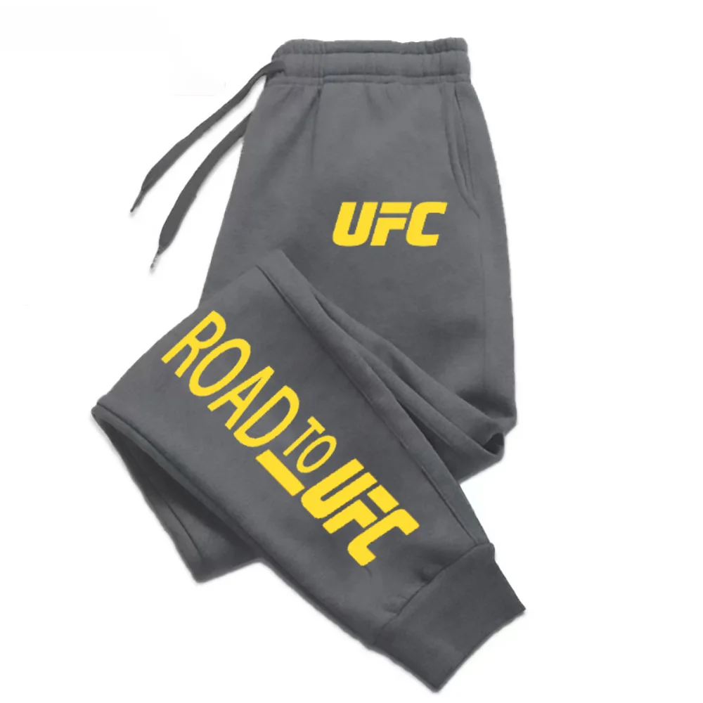 

Мужские и женские осенние и зимние хлопковые повседневные спортивные брюки бренда UFC, брюки для бега и фитнеса, однотонные длинные брюки