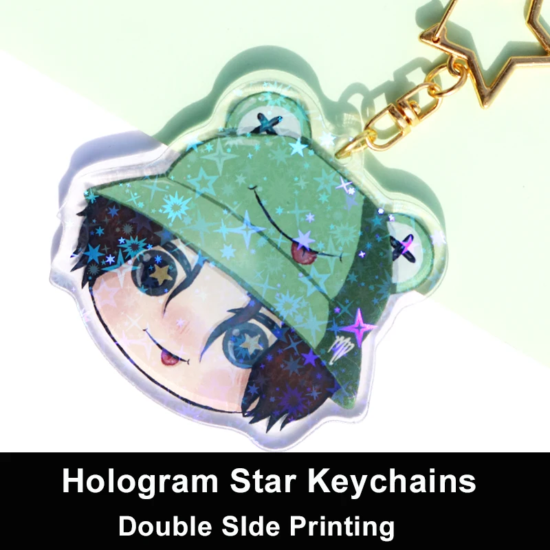 Llaveros personalizados Llavero de dibujos animados Foto personalizada Dijes de anime Holograma Acrílico transparente Llaveros de diseño personalizados