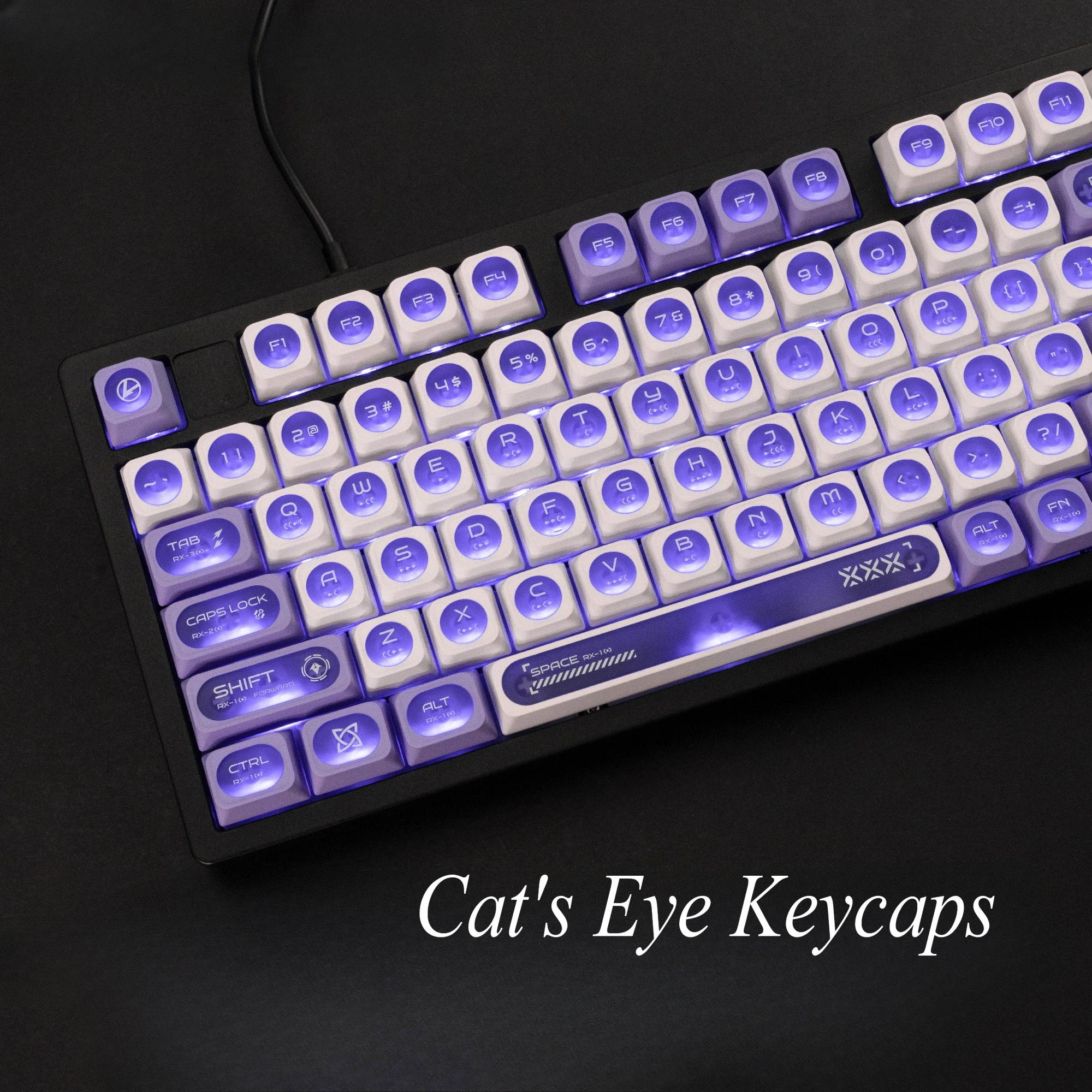

Cat'S Eye Max Keycap Matte Top Light-Transmitting Frosted Texture Cherry Pbt+Pc 136Keys Keycap 2.25/2.75U Space Bar L Enter Key