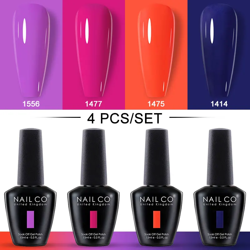 NailCO 4 pezzi Set smalto gel per unghie HEMA TPO FREE Nail Art Soak Off Vernice UV No Wipe Top Coat e Base Coat Colla Gel Set Manicura