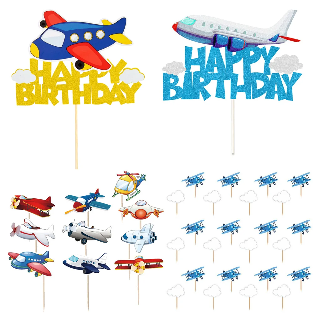 Flugzeug-Geburtstagsdekoration Flugzeug-Tortenaufsatz Flugzeugpilot-Partydekoration Kinder Flugzeug-Themenparty Babyparty – Detail 1
