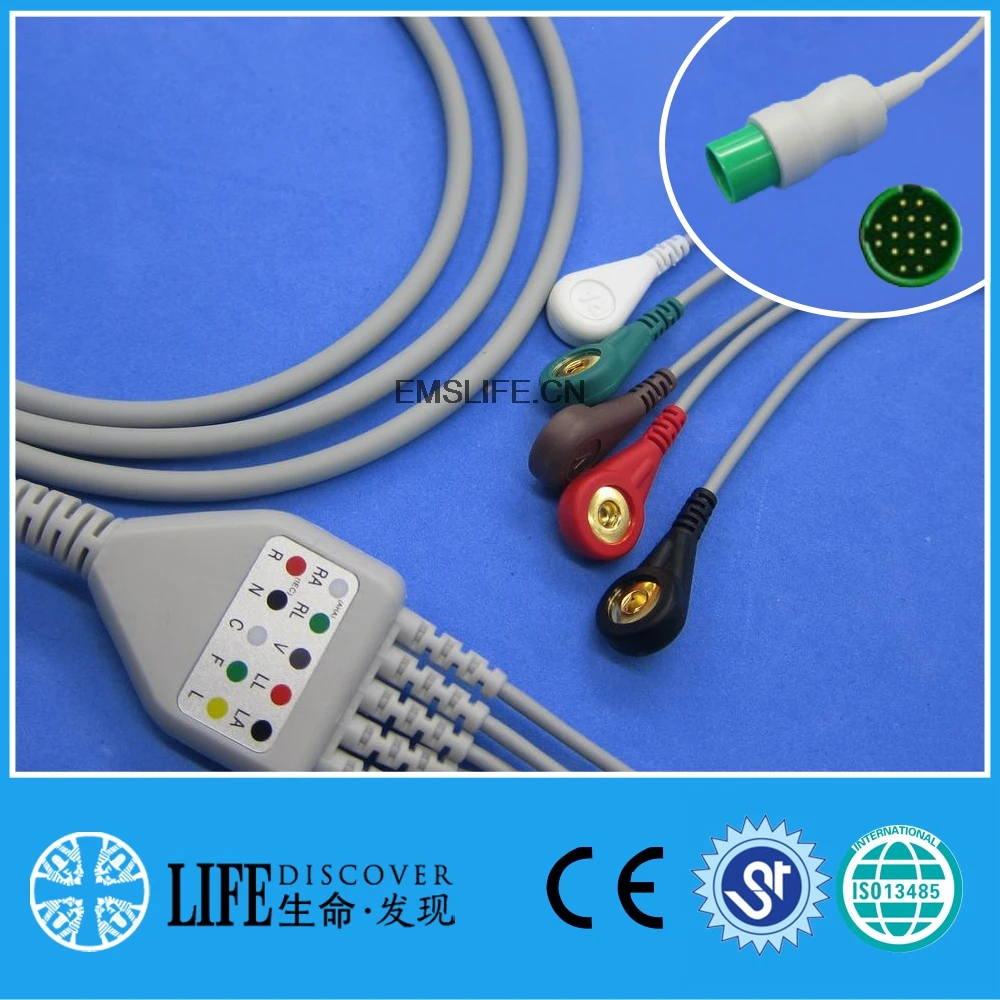 

Compatible with Spacelab Patient Monitor, 3/5 Lead Wire with Clip/Snap, ECG EKG Cable, ECG Data Monitoring Workstation