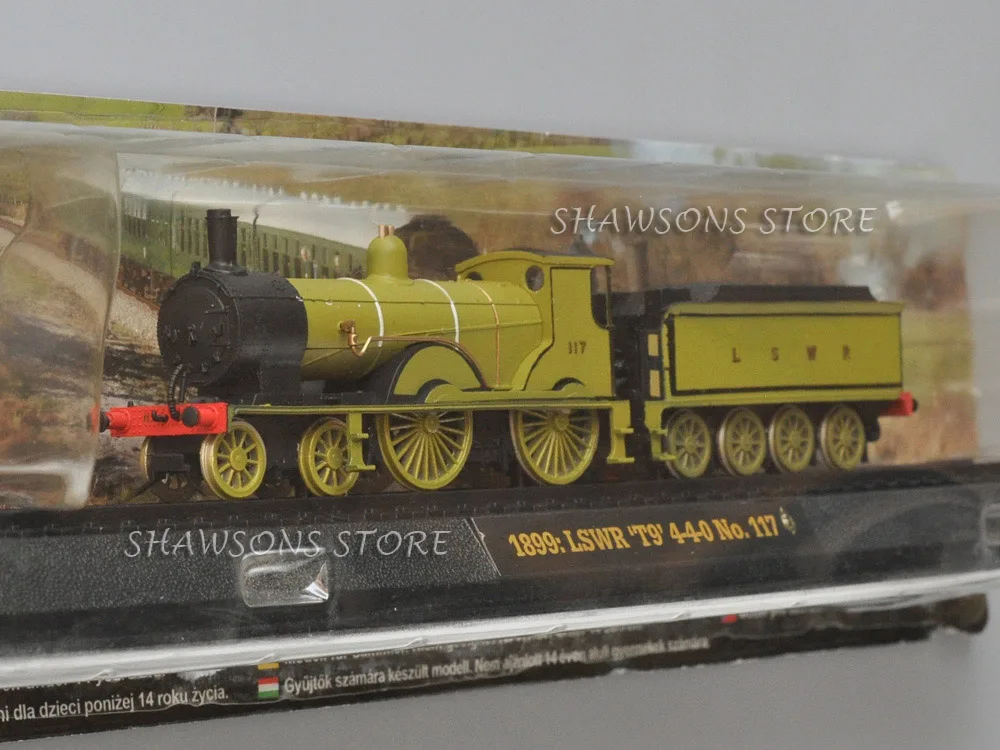 Amer 1:87 Scale Diecast Model Train Toy 1899 LSWR T9 4-4-0 NO.117 Locomotive With a Freight Car Miniature Replica Collectible