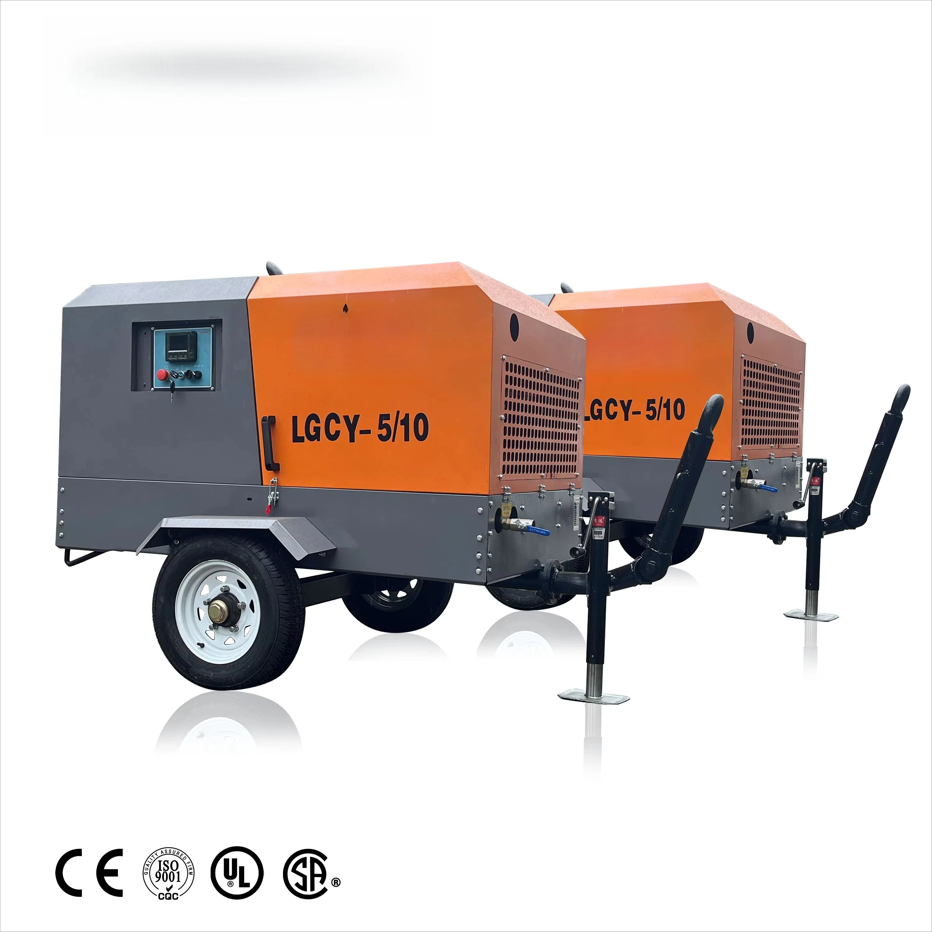 Small Mobile Portable Diesel Compressors 8bar 25bar 115psi 5m3/min 185 Cfm Diesel Air Compressor with Wheel Customized