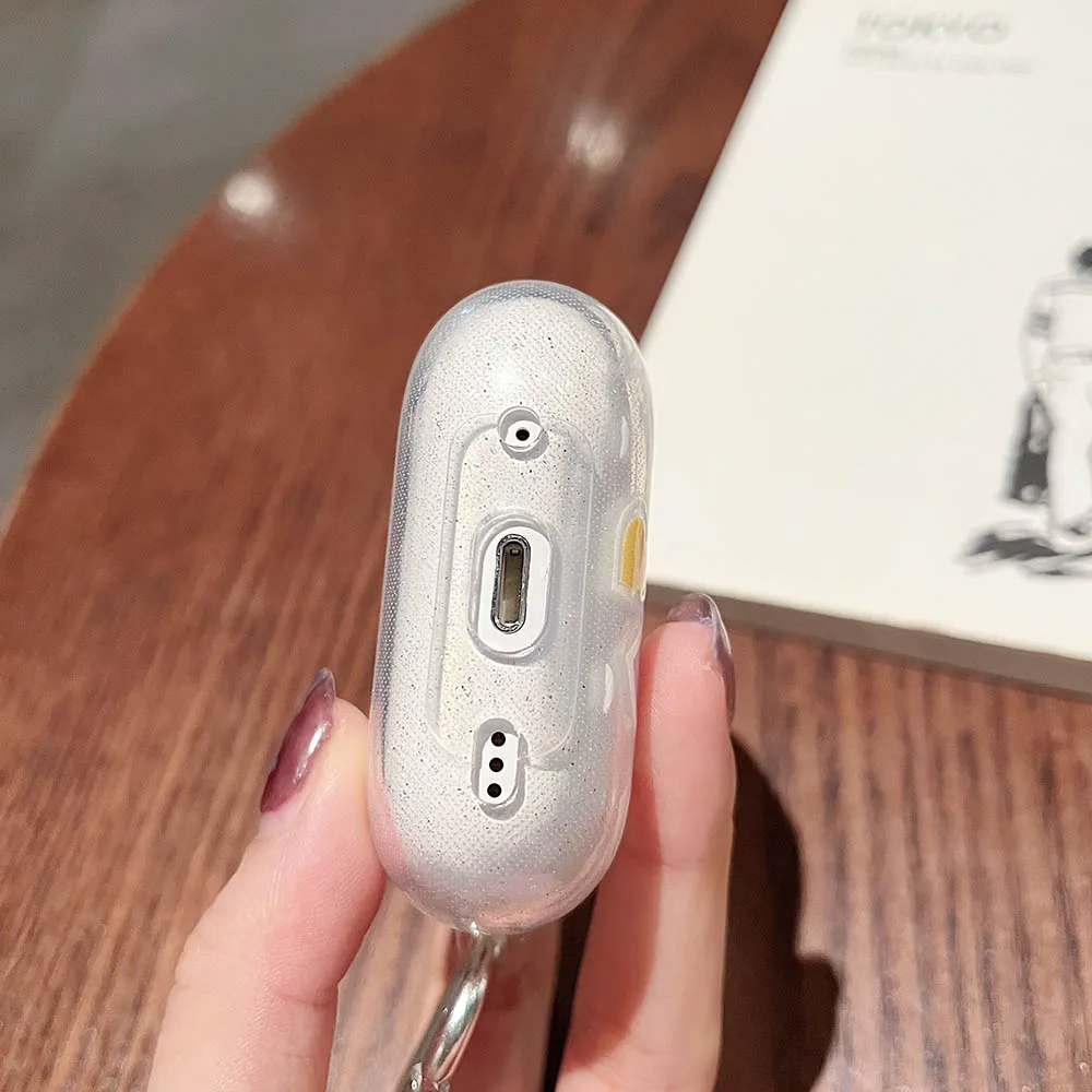 Tai Nghe Chụp Tai Dành Cho Tai Nghe AirPods Pro 2 Kim Tuyến Trái Tim Tình Yêu Nhiều Màu Sắc Bao Funda Cho Không Khí Quả 2 3 Trong Suốt TPU Mềm Dẻo ốp Lưng Có Móc Treo