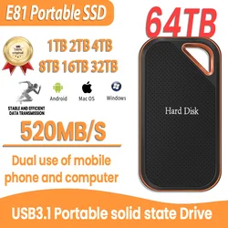 Портативный внешний жесткий диск SSD емкостью 1 ТБ E81, высокоскоростной мобильный твердотельный накопитель, внешнее хранилище, децифы, жесткие диски для ПК/Mac