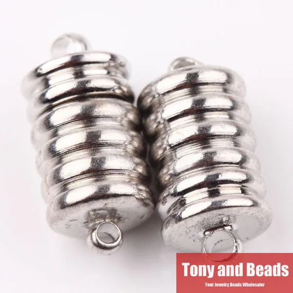 (10Sets=1Lot ! ) Dull Silver/Silver Plated Tube Barrel Round Strong Magnetic Buckle Clasps Jewelry Finding CP1