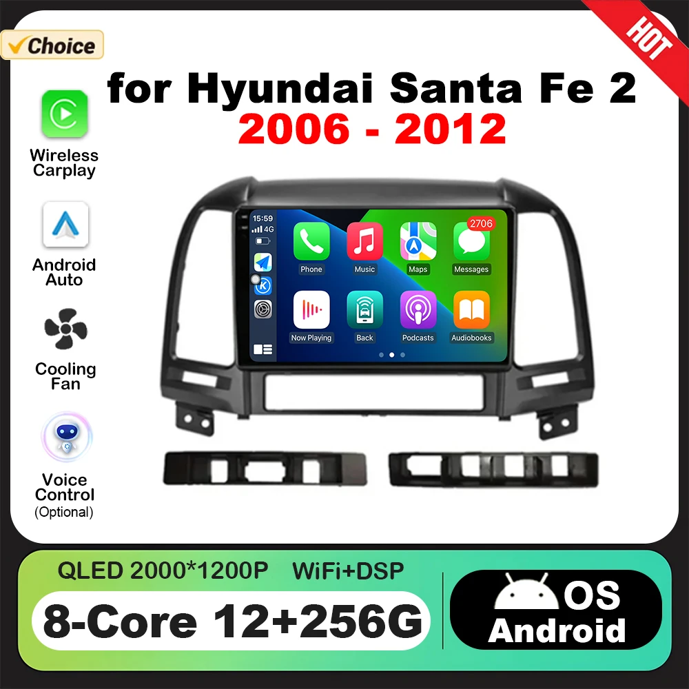 

Android Intelligent System for Hyundai Santa Fe 2 2006 - 2012 GPS Navi 9 '' Car Radio Video Multimedia Player CarPlay DSP Stereo