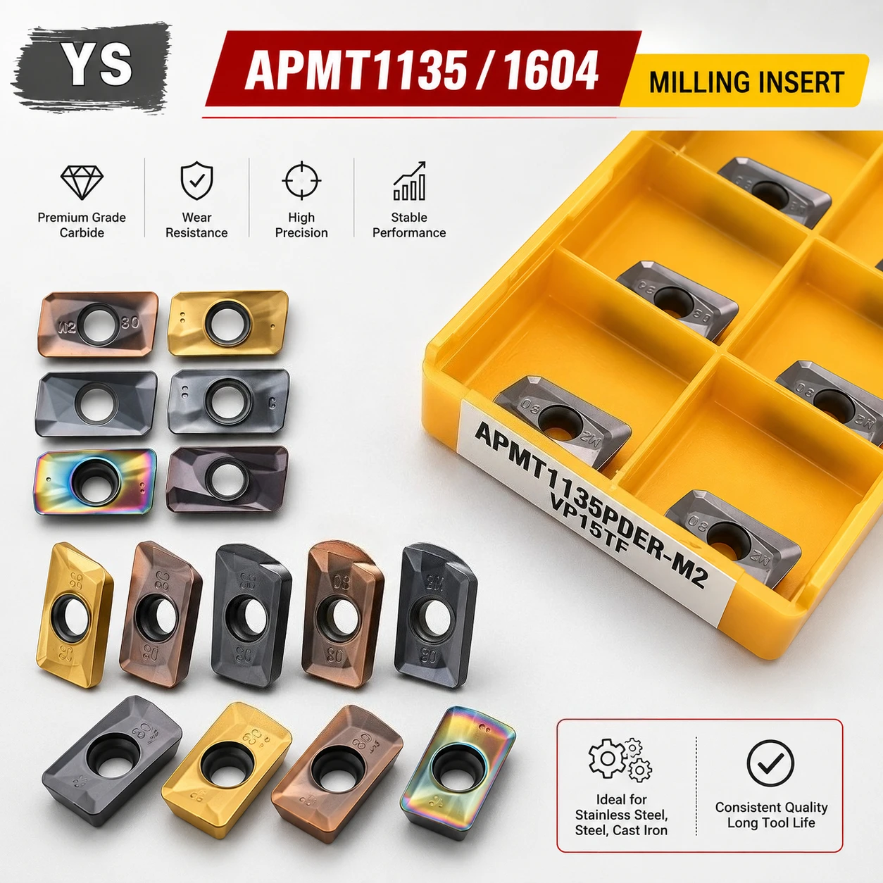 10pcs Original APMT1604PDER M2 H2 APMT1135 DP5320 CP1025 VP15TF Carbide Milling Inserts Endmill Face Mill Cutter BAP300R BAP400R