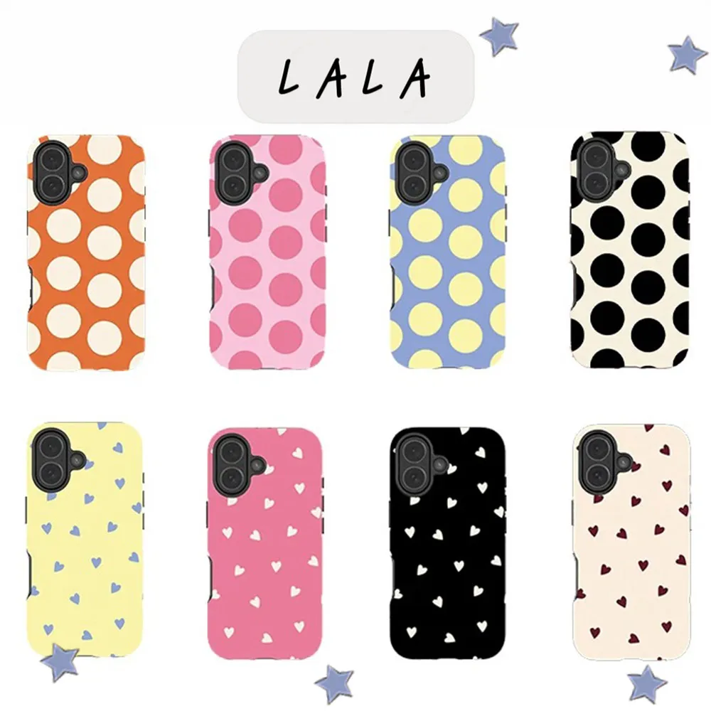 LALA Polka Dots and Ditsy Hearts Phone Case for Samsung Galaxy S20 S23 S24 S25 S26 FE Plus Ultra Edge 4G 5G Luxury Double-layer