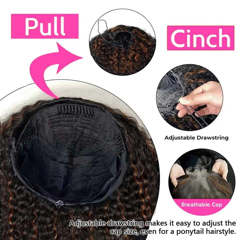 سهلة التركيب 3 في 1 نصف شعر مستعار شعر بشري مع رباط غير مرئي 1B/30 تسليط الضوء على موجة المياه الوجه على شعر مستعار مجعد 3/4 نصف شعر مستعار