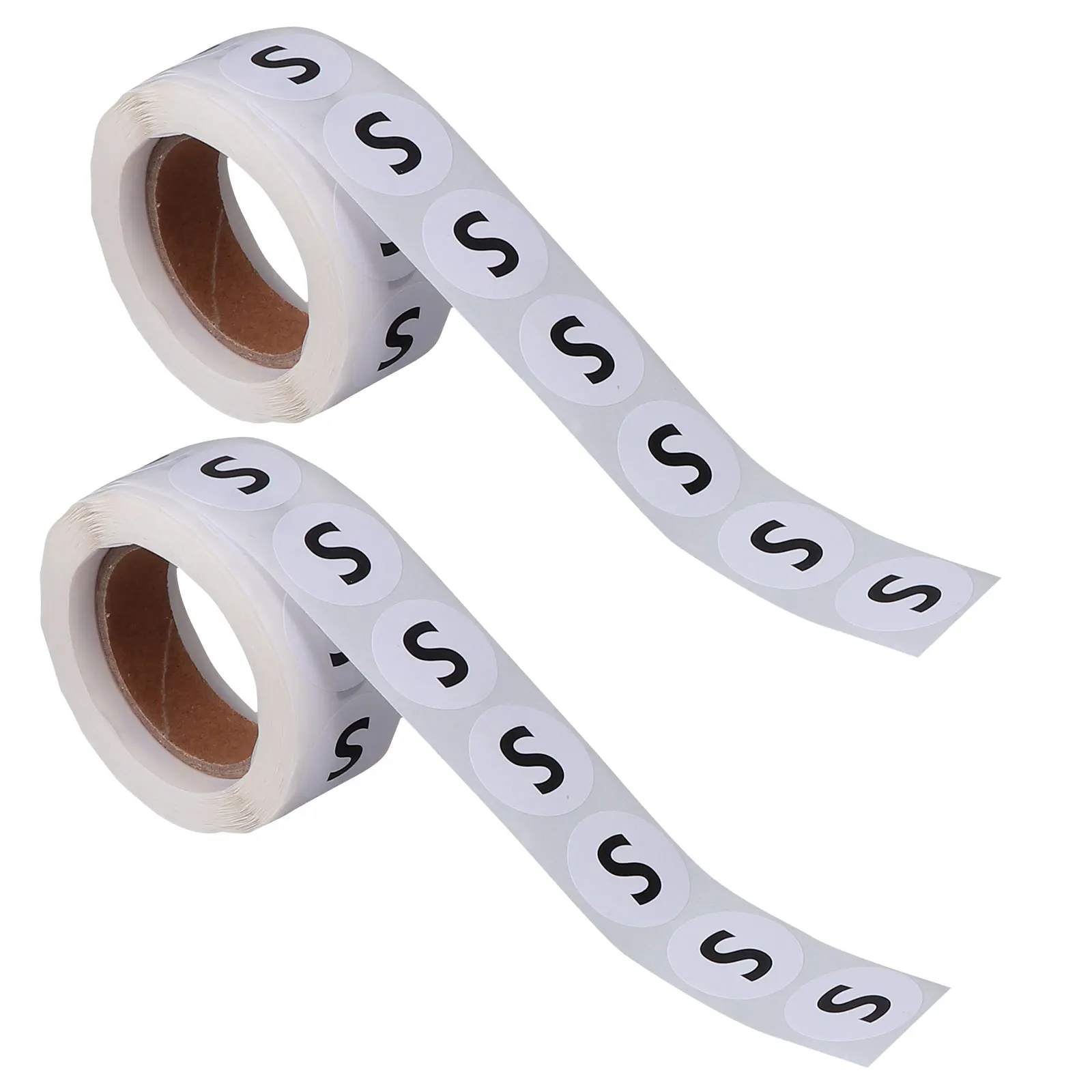 

2pcs 2 Rolls Clothing Size Stickers Round Labels for T-shirts Coats Pants Gloves Hats Clear Display Font Tags