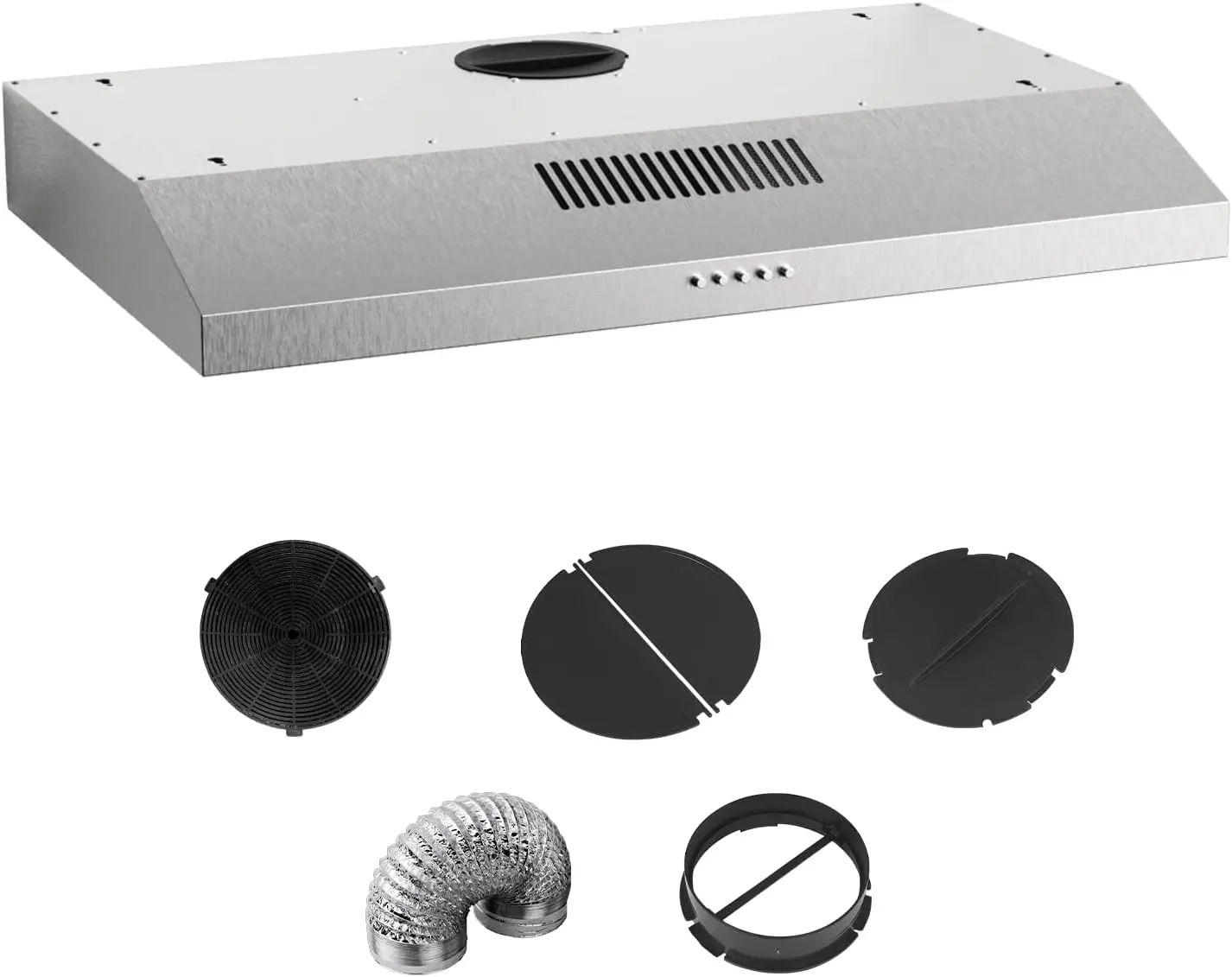 

30 Inch Under Cabinet Range Hood, Slim Ductless Kitchen Vent Hood with 300 CFM Exhaust Fan, LED Lights, 3-Speed, Stainle