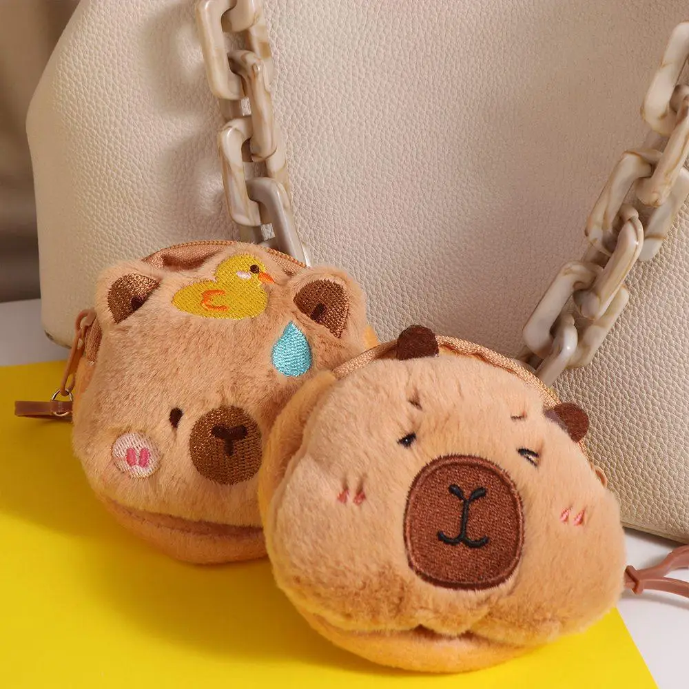 Zipper Capybara Coin Purse Wallet Bag Pendant Money Bag Capybara Plush Purse Bag Protective Case Coin Pouch