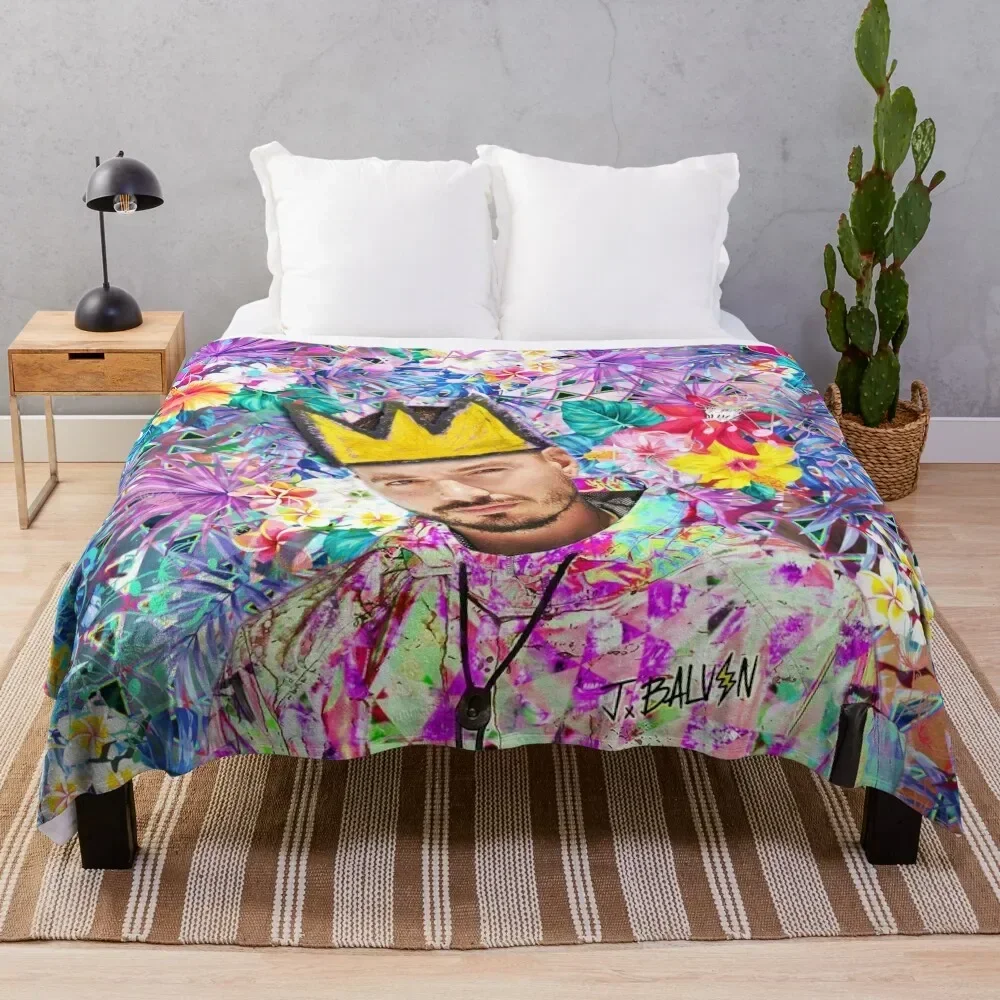 J Balvin Portrait artwork Throw Blanket Beach Bed Blankets