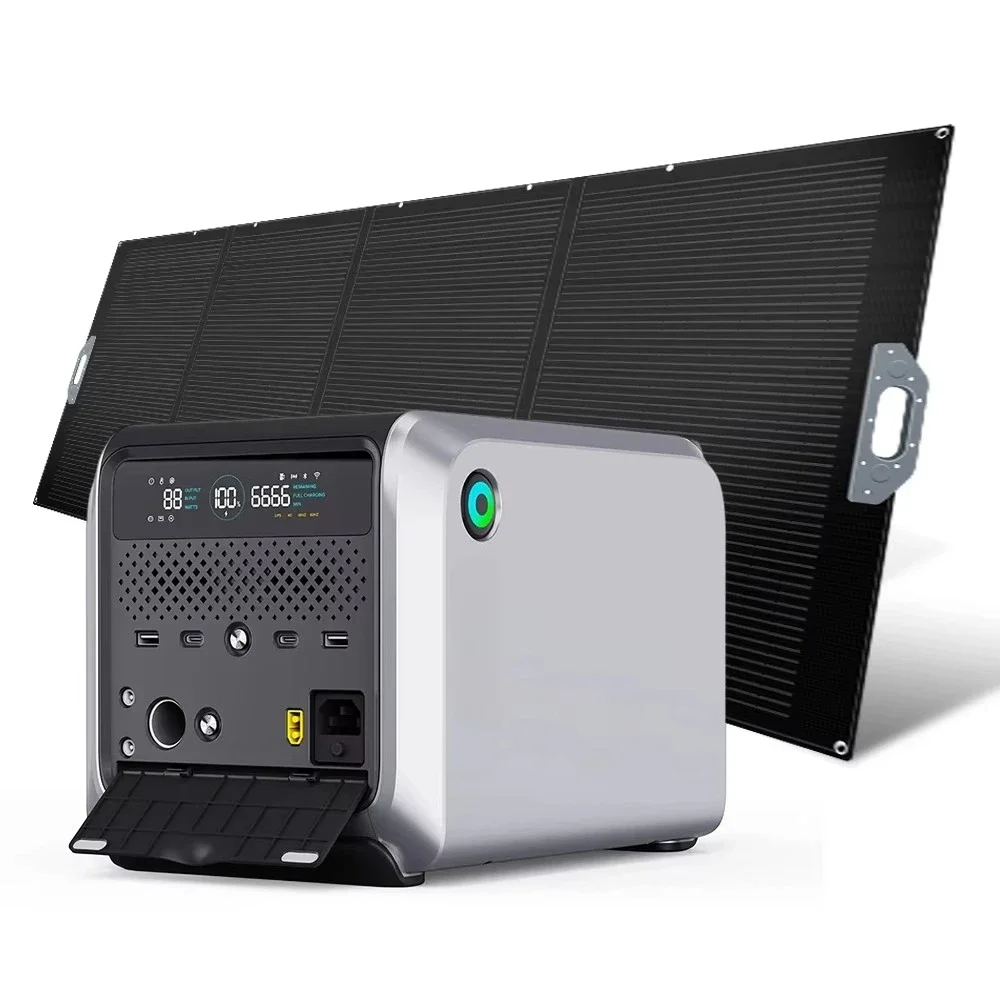 Outdoor camping LiFePO4 battery lithium battery 600 watts wireless portable AC power station with solar panels, suitable for
