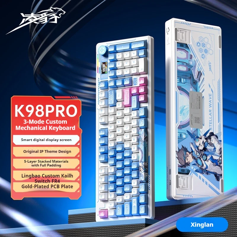 

Lingbao K98pro Customized Wireless Mechanical Keyboard Three Mode Full Key Hot Swappable Gasket Office Games E-Sports Keyboard