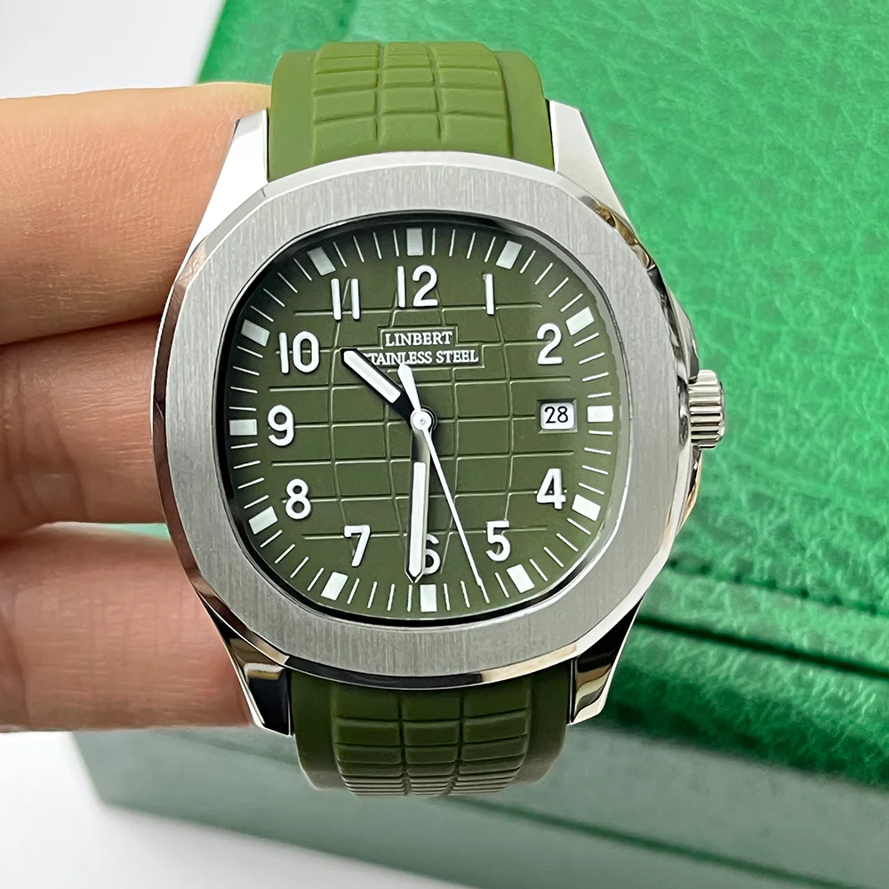 2024 LINBERT New Automatic Mechanical Watch PATEK Men's Watch White Rubber Waterproof Brand Luminous Stainless Steel Men's Watch
