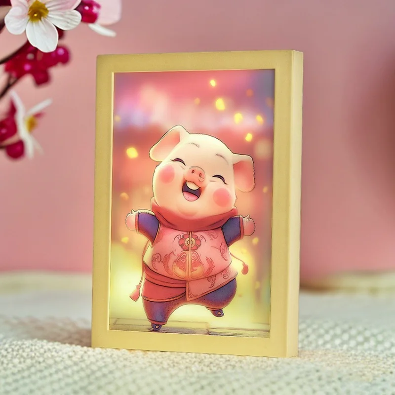 PigsLED Beautiful city Night View Light Painting,HD Picture Narrow BezelUsb Plug Dimming Romantic Home Decorations Night Lam