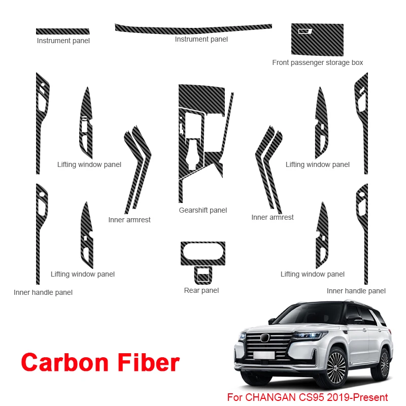 Per CHANGAN CS95 2019-2023 Adesivo per interni auto Finestra di sollevamento Pannello Decalcomania Scatola ingranaggi Porta interna Pellicola