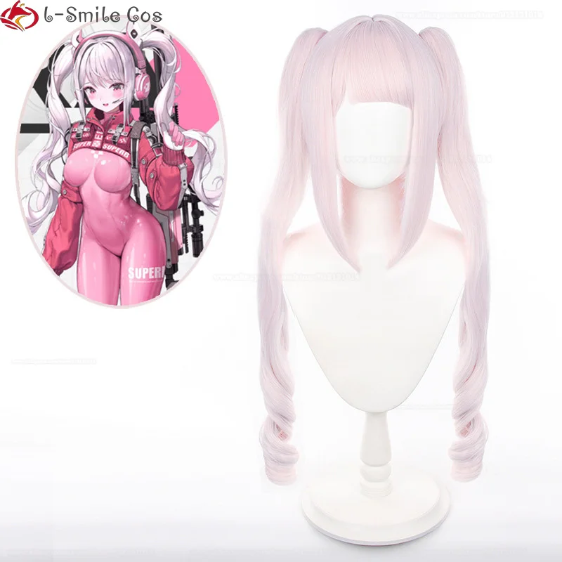 Game Alice Cosplay Pruik 70Cm Lang Roze Krullend Krullend Pony Hittebestendig Haar Vrouwen Schattige Pruiken + Pruik Cap