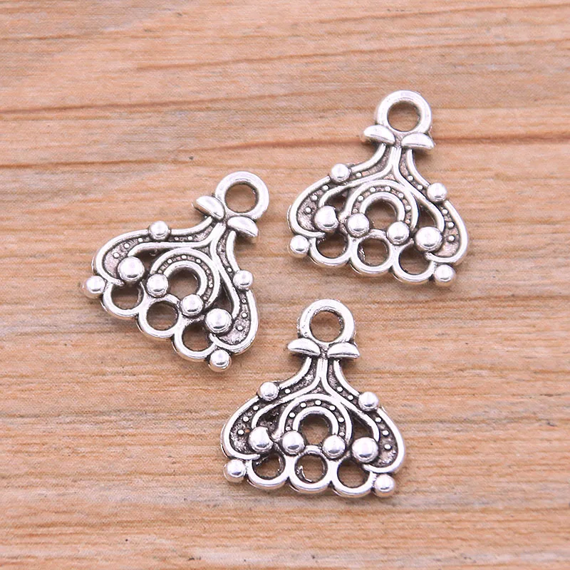 50PCS 13*14mm Wholesale New Product Two Color Small Porous Hollow Charms Connector Jewelry Metal Alloy DIY Marking