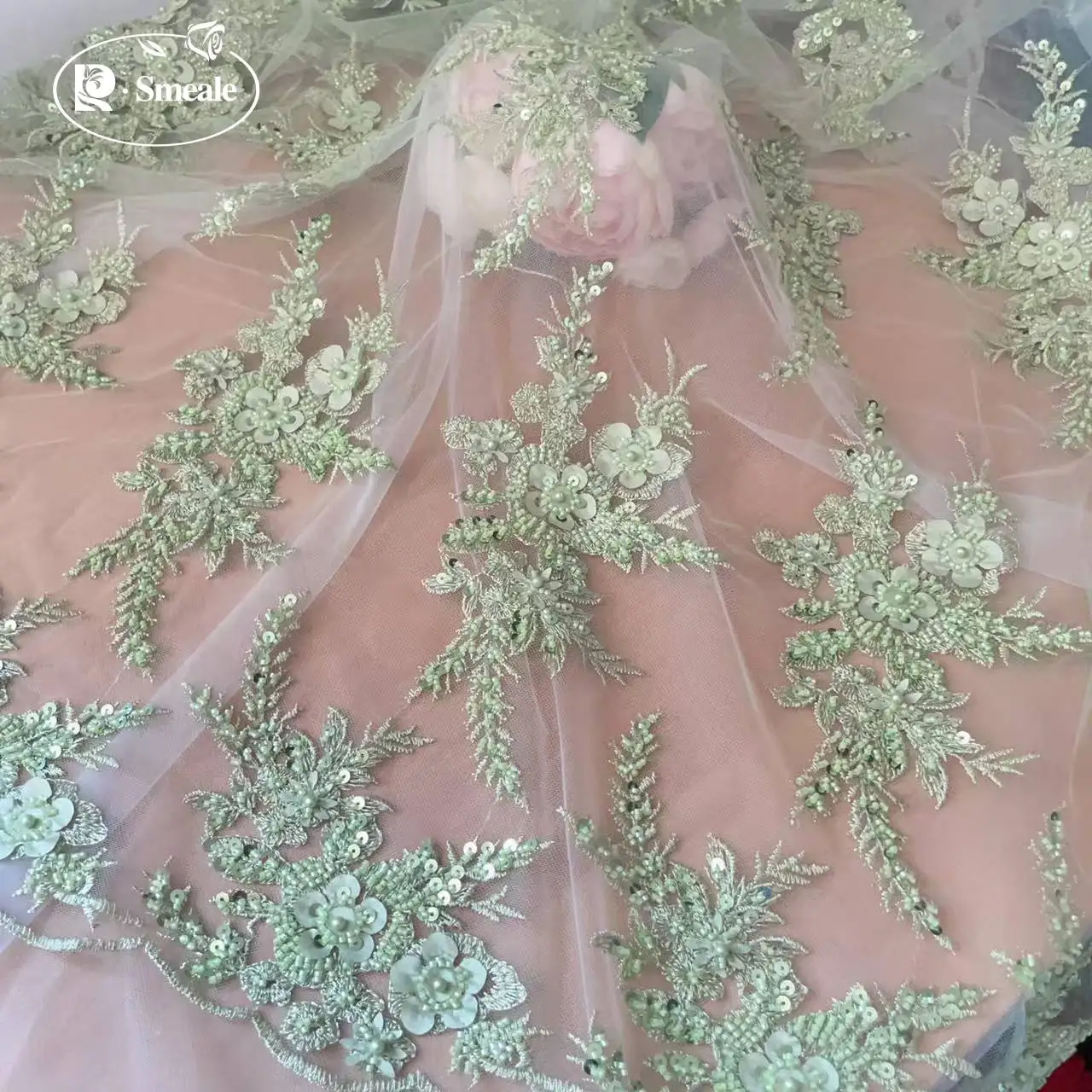 25-Farben-Perlen-Pailletten-Brautkleid-Spitzenstoff, Stickerei-Applikationen, Kinderbekleidung, Blumen, DIY-Nähzubehör – Detail 5