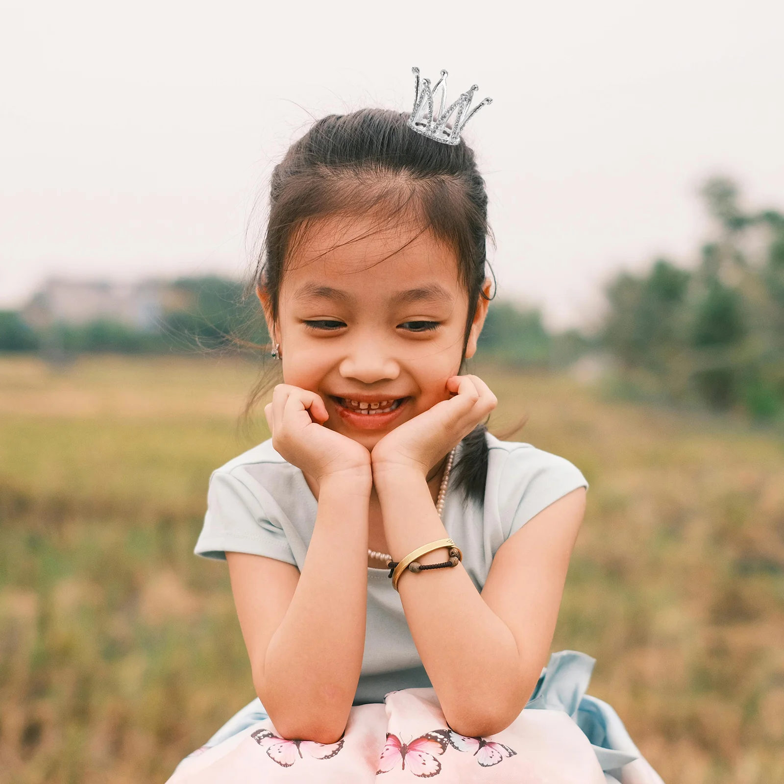 

Crown Comb For Flower Girl Rhinestone Alloy Hair Accessory Silver 5.0X4X4Cm Wedding Party Tiara Hairband Clip Barrettes