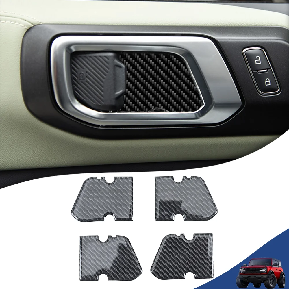 4PCS Car Inner Door Handle Bowl Decoration Panel Cover for Ford Bronco 2021 2022 2023 2024 Auto Interior Mouldings Accessories