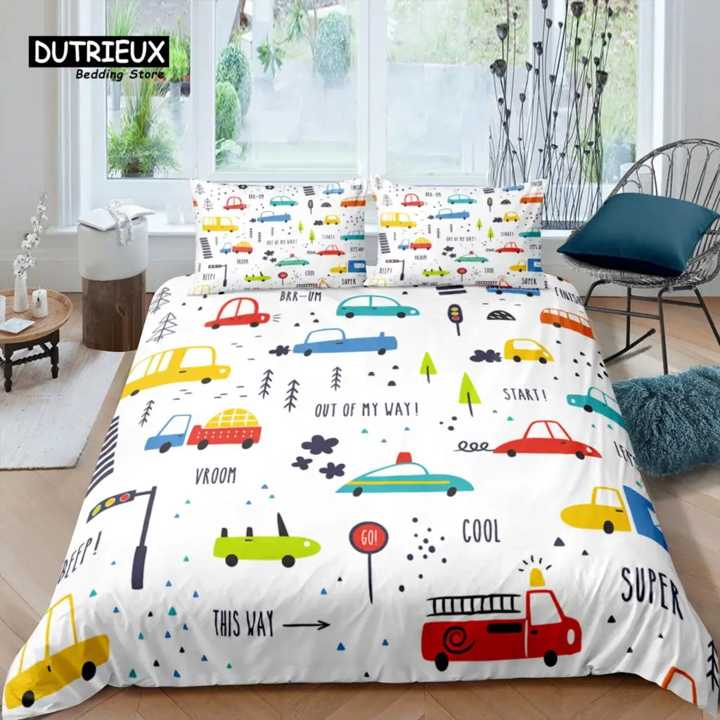 

Home Living Luxury 3D Cartoon Car Bedding Set Excavator Duvet Cover Pillowcase Queen and King EU/US/AU/UK Size Comforter Bedding