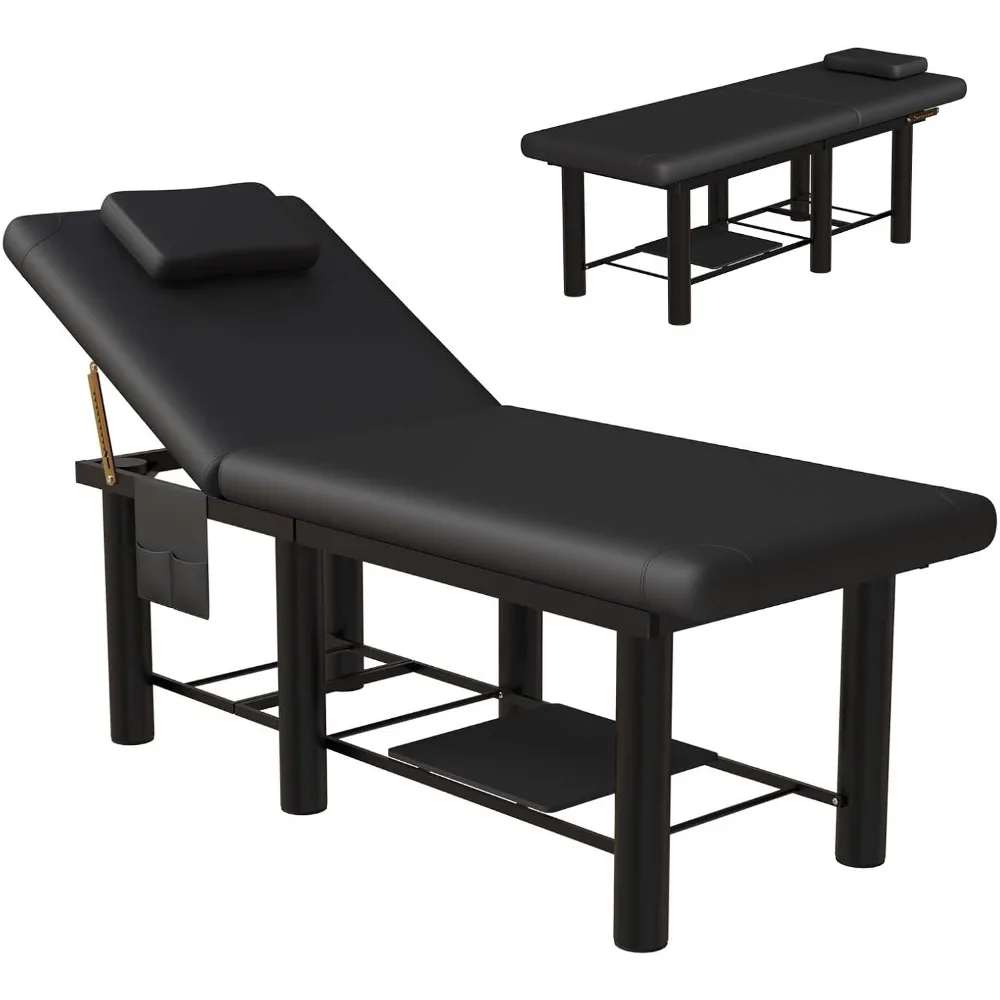 6개의 다리가 있는 고정식 마사지 테이블, 30 °   조절 가능한 등받이, 스파 및 물리치료용 고강도