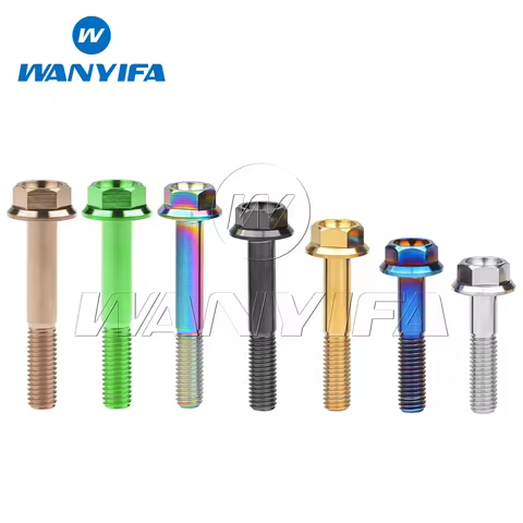 Wanyifa Titanium Bolts M8x15 20 25 30 35 40 45 50 55mm Hex Head Flange Bolt for Cycling Motorcycle Screws