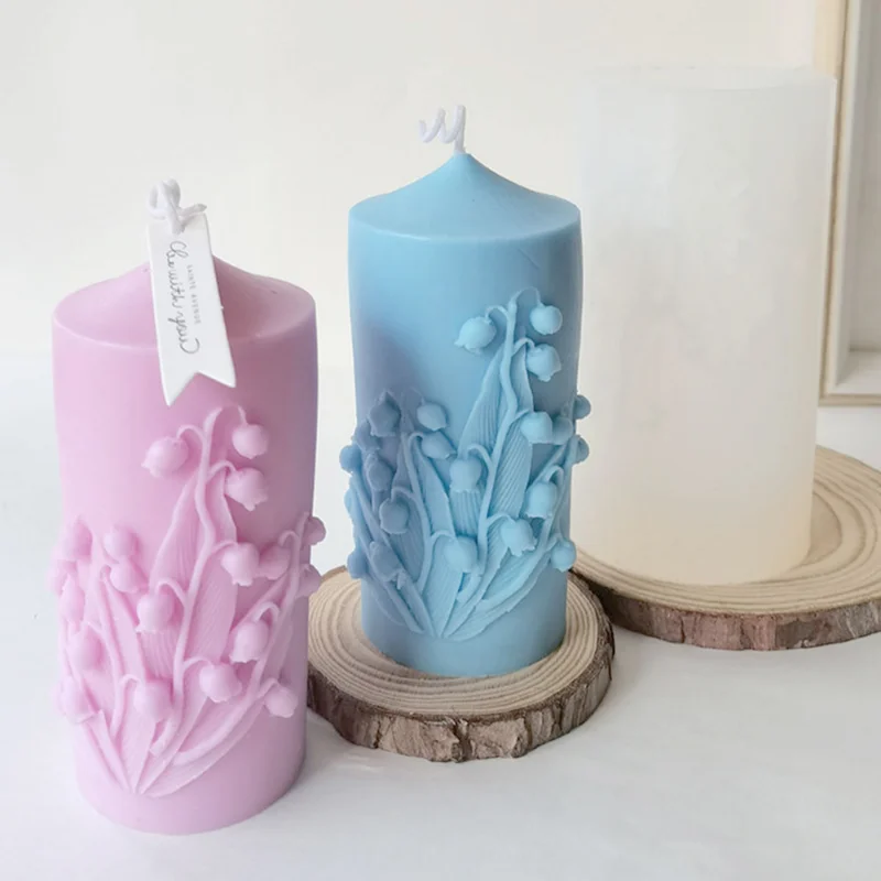 

Lily of The Valley Silicone Cylinder Candle Mold Relief Flower Soap Resin Plaster Mould Chocolate Ice Making Set Home Decor Gift